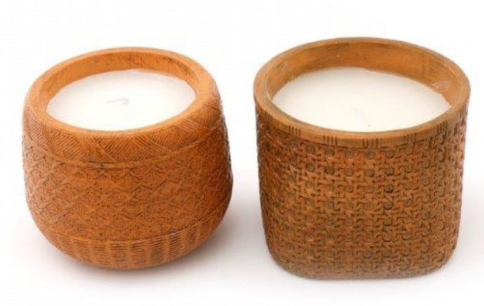 Rattan Terracotta Candle Pots