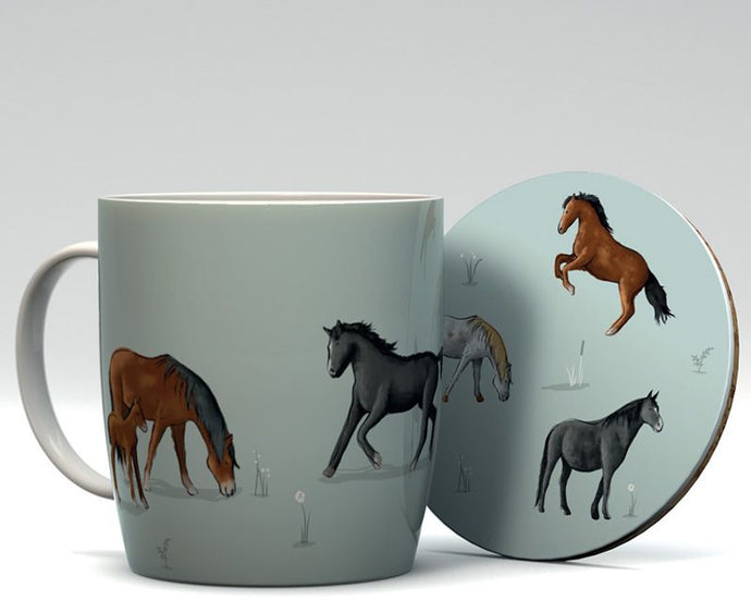 Willow Farm Horse Mug and Coaster Set