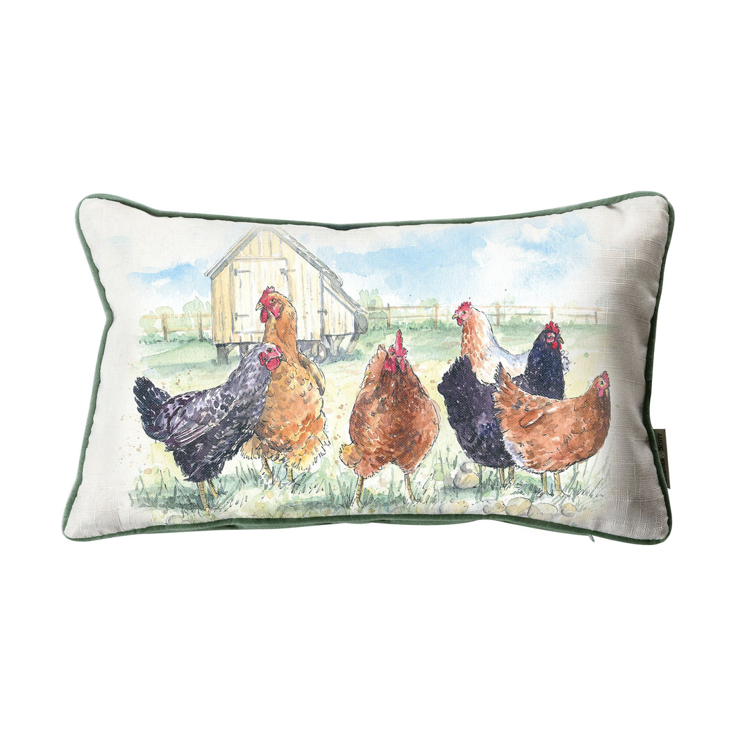 Watercolour Chicken Cushion